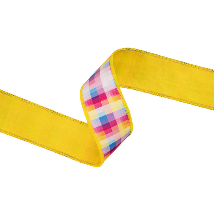Bright Checks Wired Ribbon - 1.5" - Greenery MarketWired Ribbon9330W-005-38E