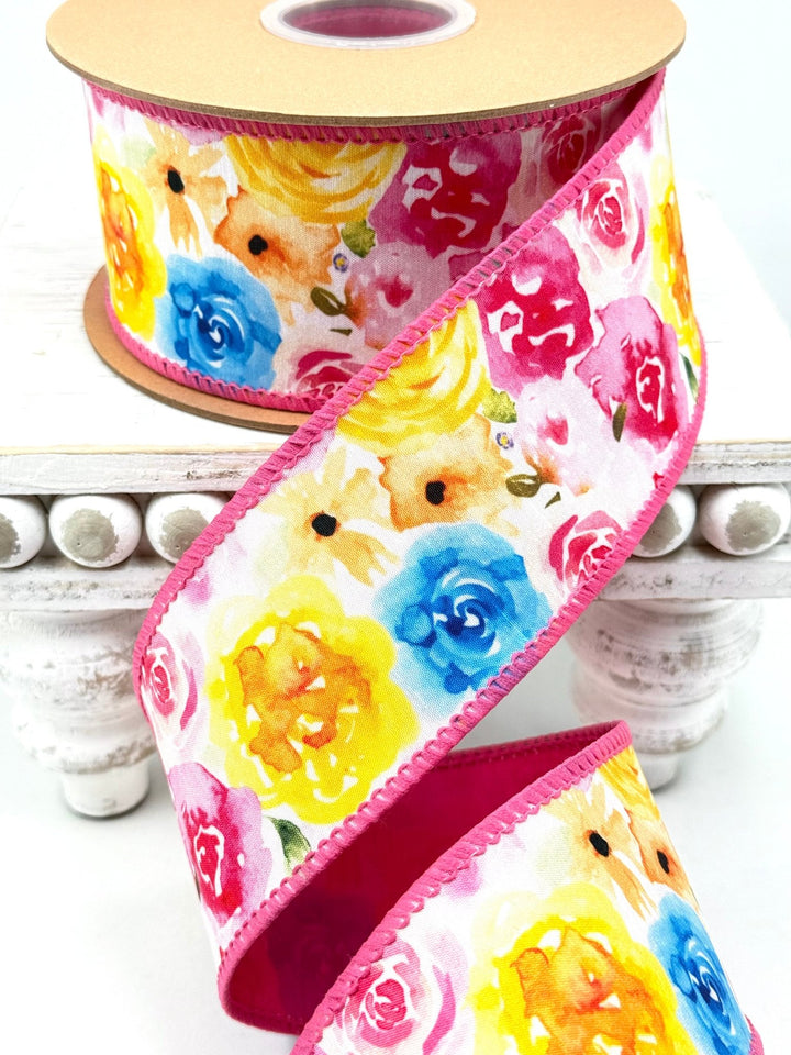 Bright Floral Wired Ribbon - 2.5" - Greenery MarketWired Ribbon9229W-005-63E
