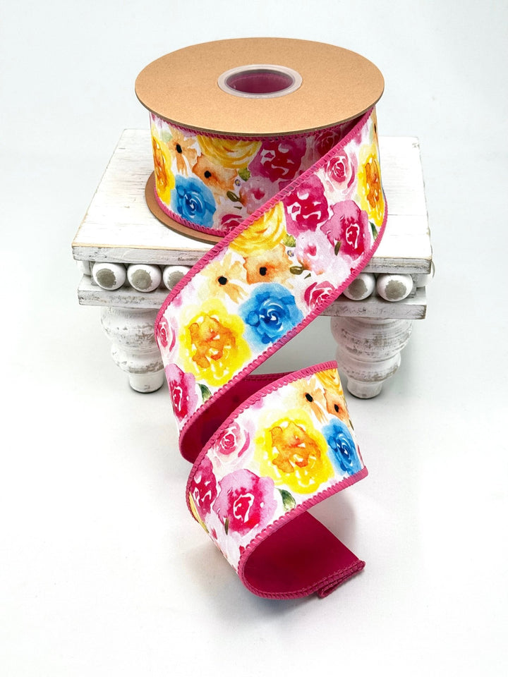 Bright Floral Wired Ribbon - 2.5" - Greenery MarketWired Ribbon9229W-005-63E