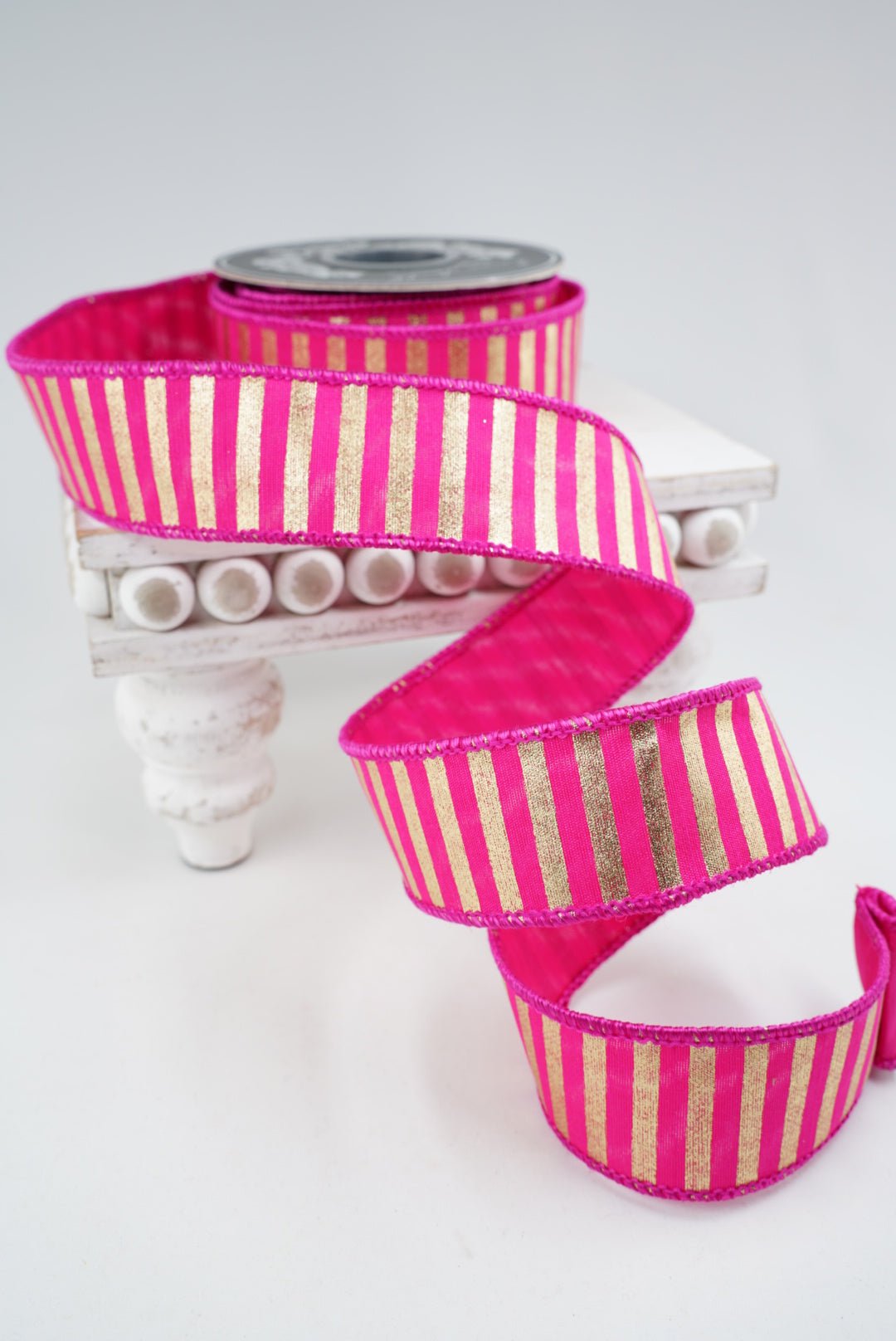 Bright Pink and Gold Stripe Wired Ribbon 1.5” - Greenery MarketRibbons & Trim94586W-262-09D