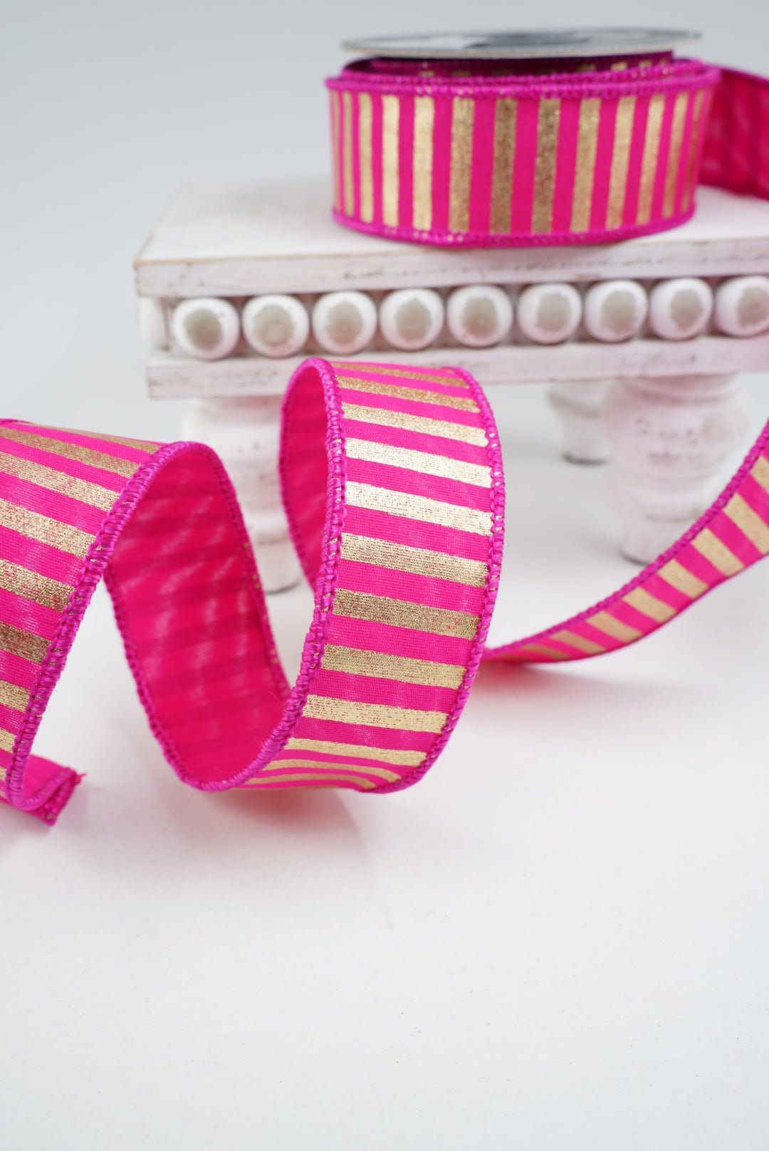 Bright Pink and Gold Stripe Wired Ribbon 1.5” - Greenery MarketRibbons & Trim94586W-262-09D