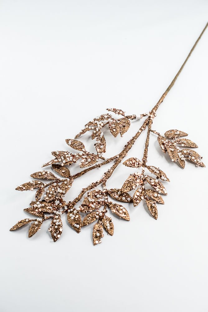Bronze Leaf Spray With Pearl - 29" - Greenery MarketXG1099BRZ