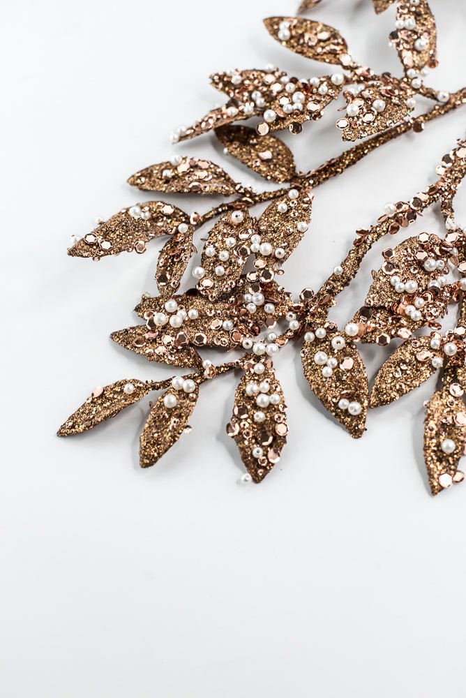 Bronze Leaf Spray With Pearl - 29" - Greenery MarketXG1099BRZ