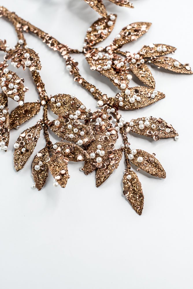 Bronze Leaf Spray With Pearl - 29" - Greenery MarketXG1099BRZ