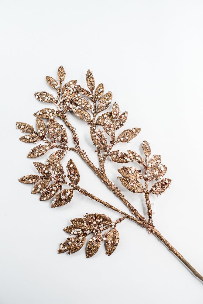 Bronze Leaf Spray With Pearl - 29" - Greenery MarketXG1099BRZ