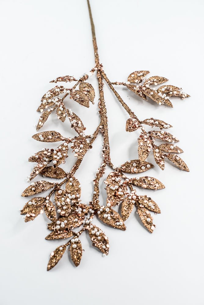 Bronze Leaf Spray With Pearl - 29" - Greenery MarketXG1099BRZ
