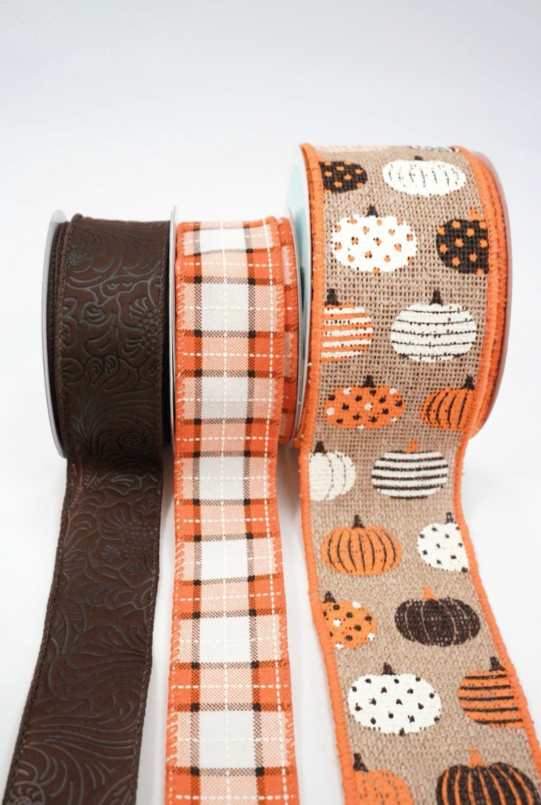 Brown Burlap Pumpkin Bow Bundle x 3 Ribbons - Greenery Market