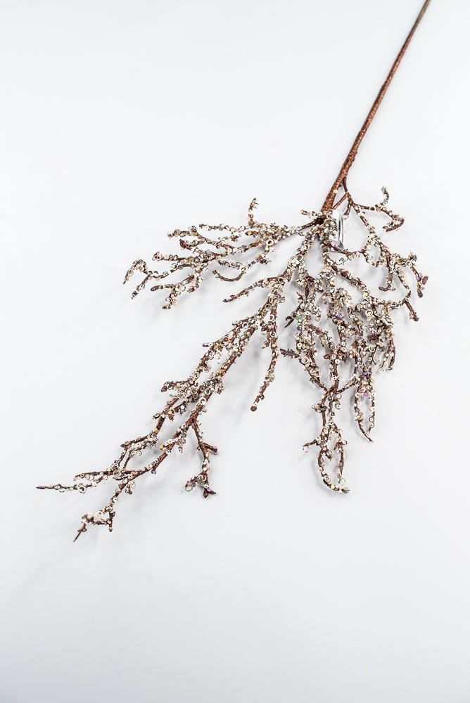 Brown & Champagne Glitter Sequin Twig Spray - 27" - Greenery MarketXG1117BRNCH