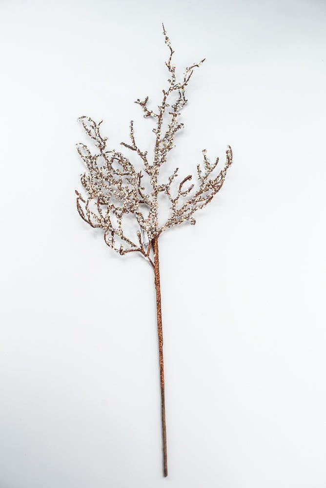 Brown & Champagne Glitter Sequin Twig Spray - 27" - Greenery MarketXG1117BRNCH