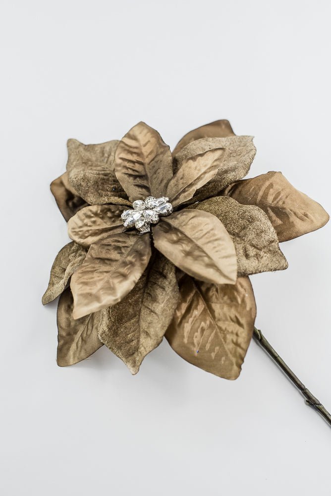 Brown Diamond Velvet Poinsettia - 25" - Greenery MarketXFS800-BR/GR
