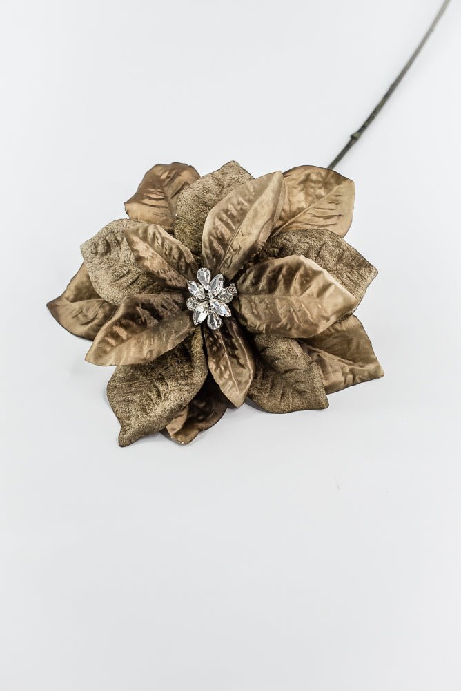 Brown Diamond Velvet Poinsettia - 25" - Greenery MarketXFS800-BR/GR