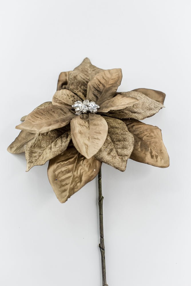 Brown Diamond Velvet Poinsettia - 25" - Greenery MarketXFS800-BR/GR