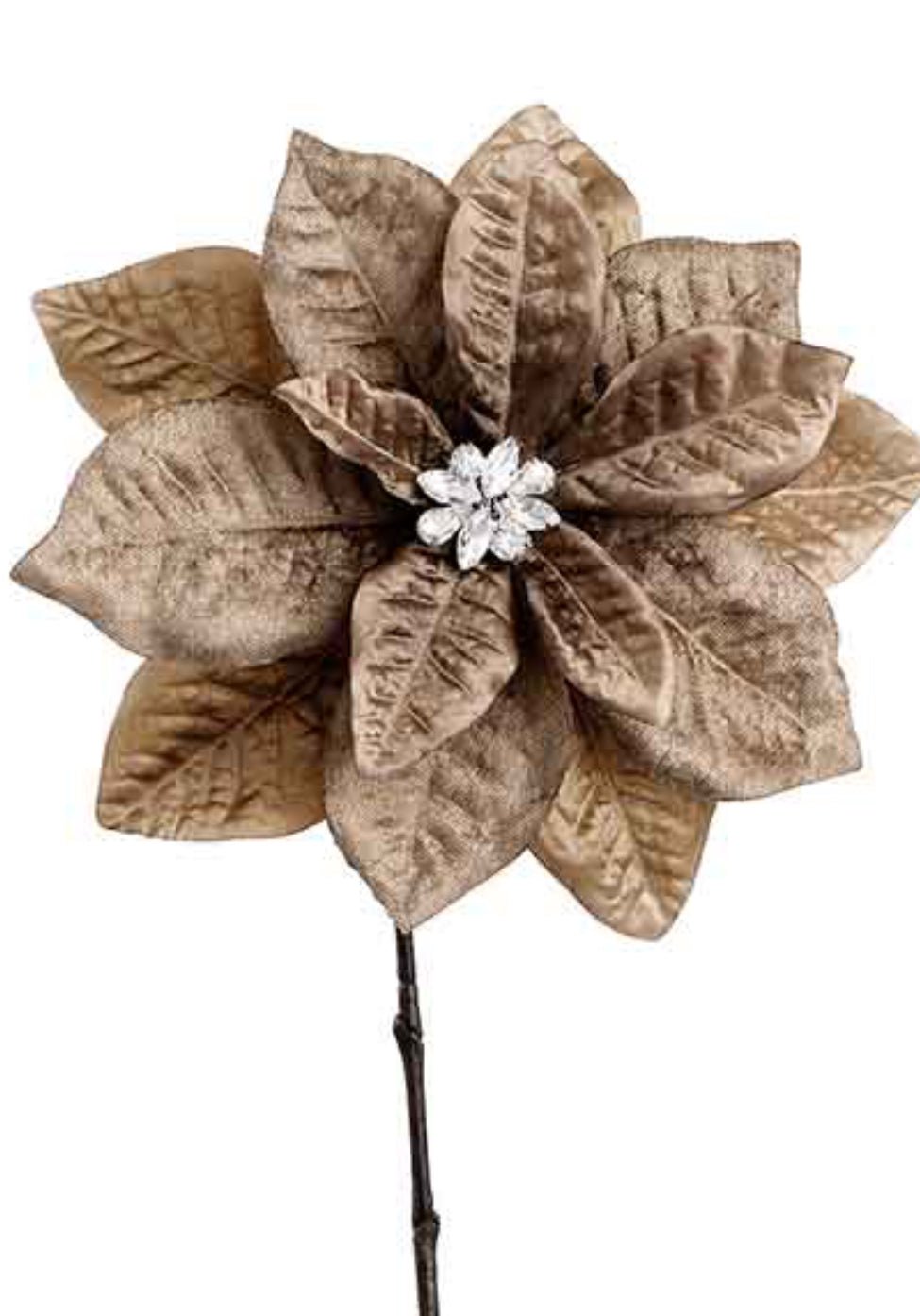 Brown Diamond Velvet Poinsettia - 25" - Greenery MarketXFS800-BR/GR