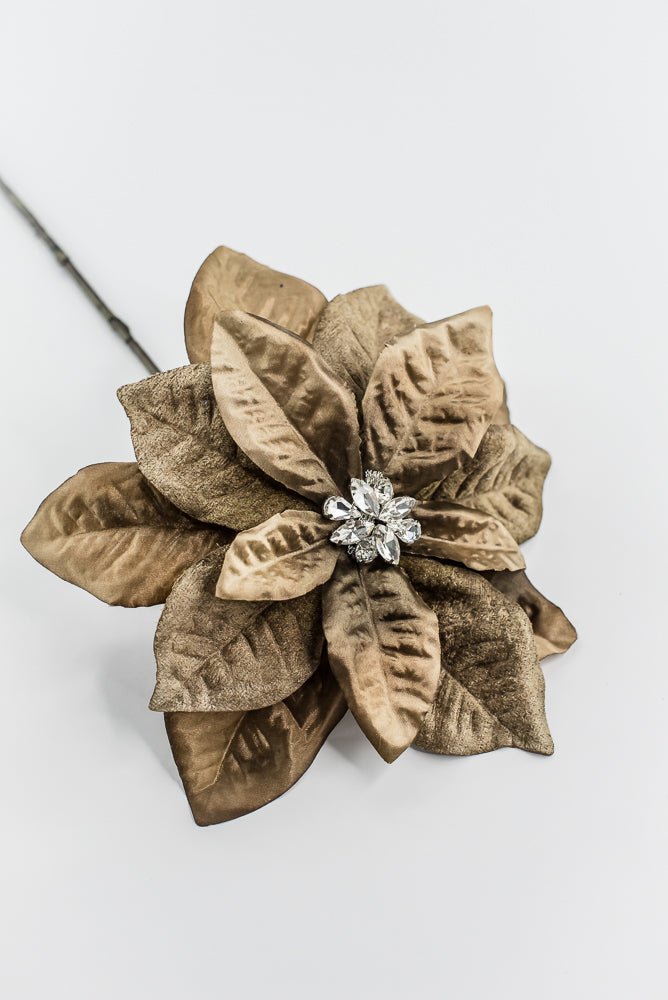 Brown Diamond Velvet Poinsettia - 25" - Greenery MarketXFS800-BR/GR