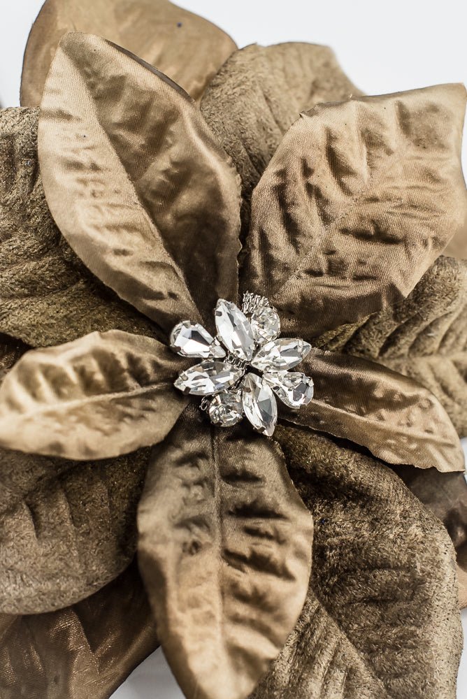 Brown Diamond Velvet Poinsettia - 25" - Greenery MarketXFS800-BR/GR