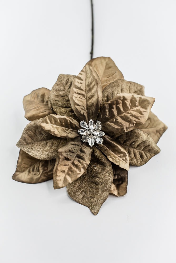 Brown Diamond Velvet Poinsettia - 25" - Greenery MarketXFS800-BR/GR