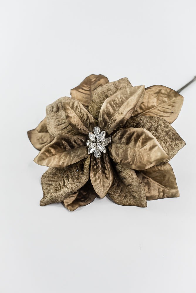 Brown Diamond Velvet Poinsettia - 25" - Greenery MarketXFS800-BR/GR