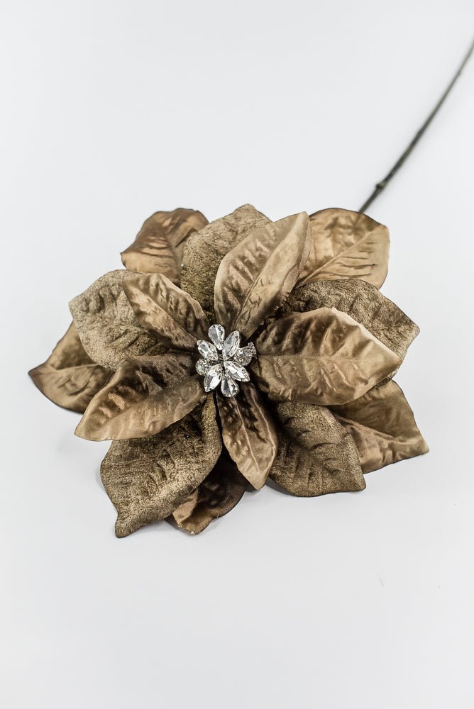Brown Diamond Velvet Poinsettia - 25" - Greenery MarketXFS800-BR/GR