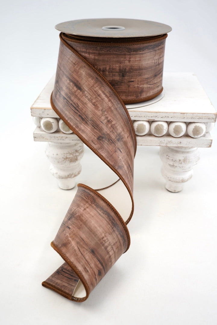 Brown Faux Wood Ribbon - 2.5" - Greenery MarketRibbon212003