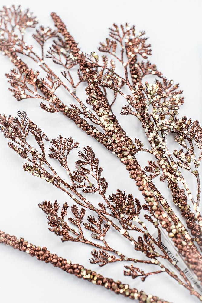 Brown Glitter Leaf Spray - 30" - Greenery MarketXG1122BRNCH