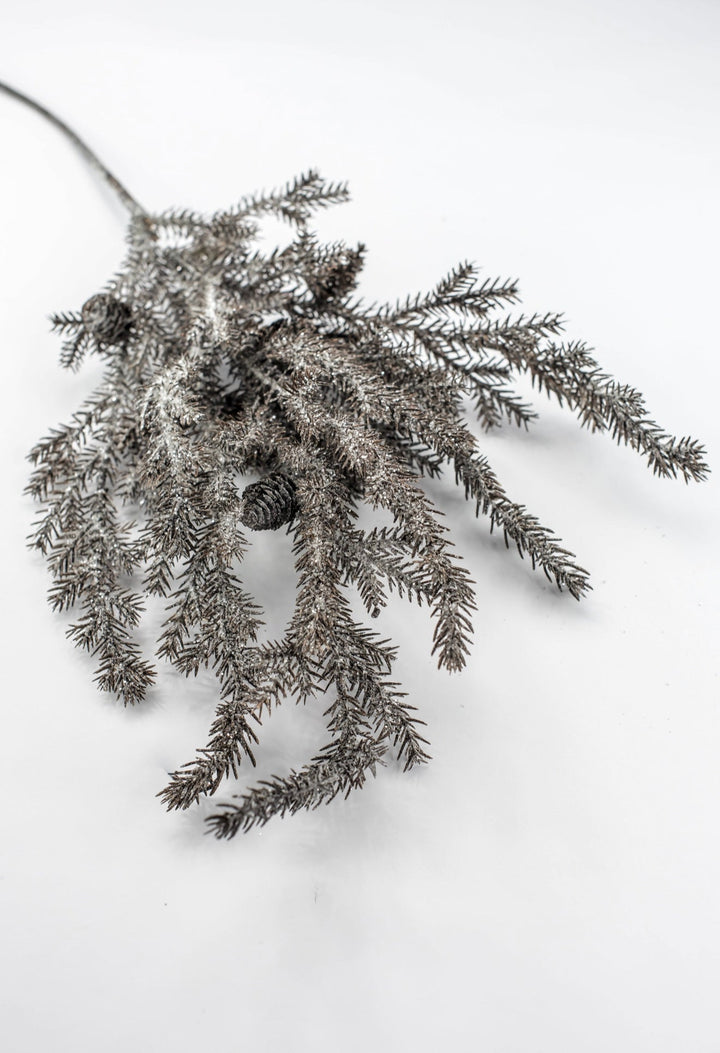 Brown Glitter Pine Spray - 35" - Greenery MarketXDS595-BR