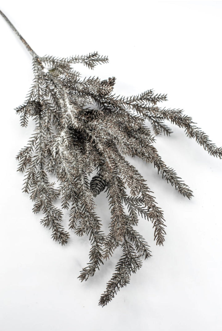 Brown Glitter Pine Spray - 35" - Greenery MarketXDS595-BR