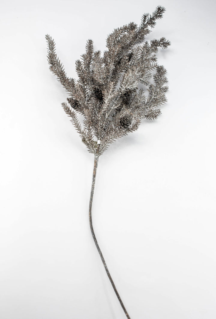 Brown Glitter Pine Spray - 35" - Greenery MarketXDS595-BR