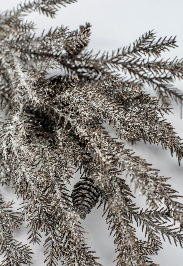 Brown Glitter Pine Spray - 35" - Greenery MarketXDS595-BR