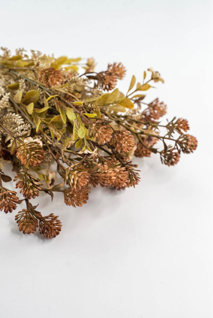 Brown Mixed Flower And Leaf Ball - Greenery Market85336-BRN