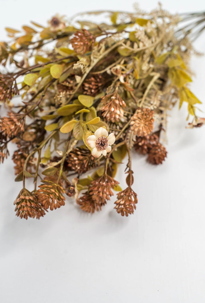 Brown Mixed Flower And Leaf Ball - Greenery Market85336-BRN