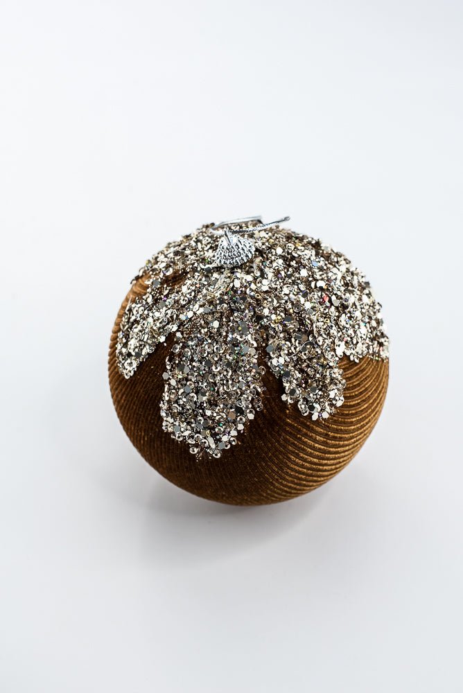 Brown Ornament Sequin Velvet Ball - 5" - Greenery MarketHoliday Ornaments86665BN