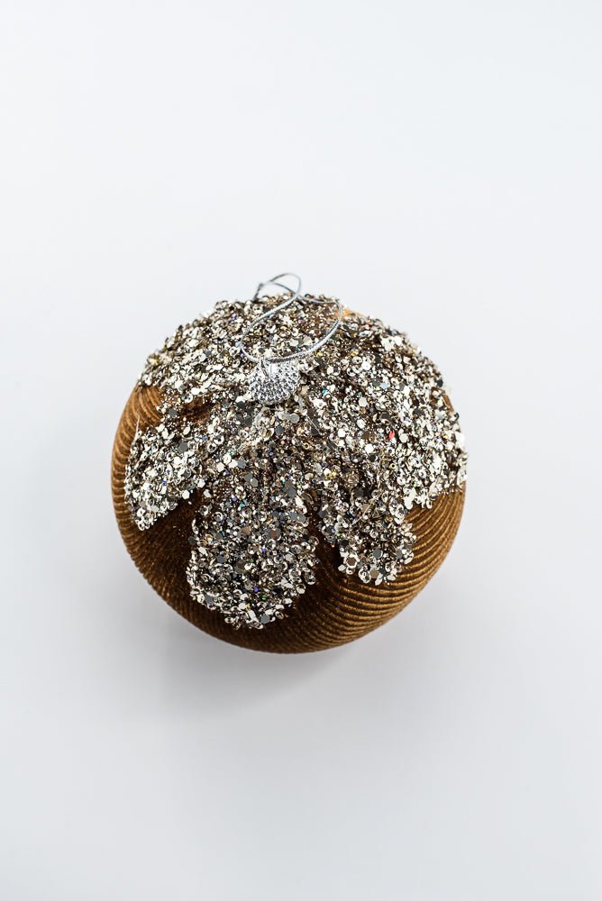 Brown Ornament Sequin Velvet Ball - 5" - Greenery MarketHoliday Ornaments86665BN