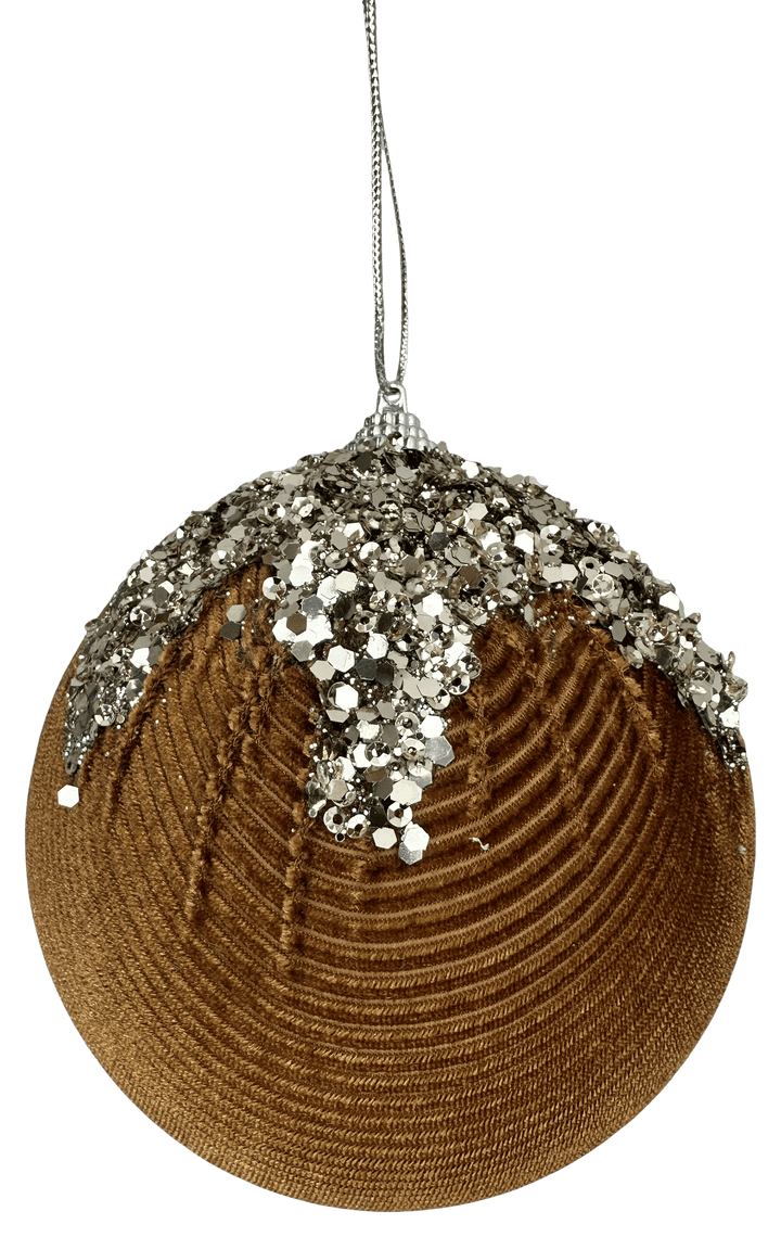 Brown Ornament Sequin Velvet Ball - 5" - Greenery MarketHoliday Ornaments86665BN