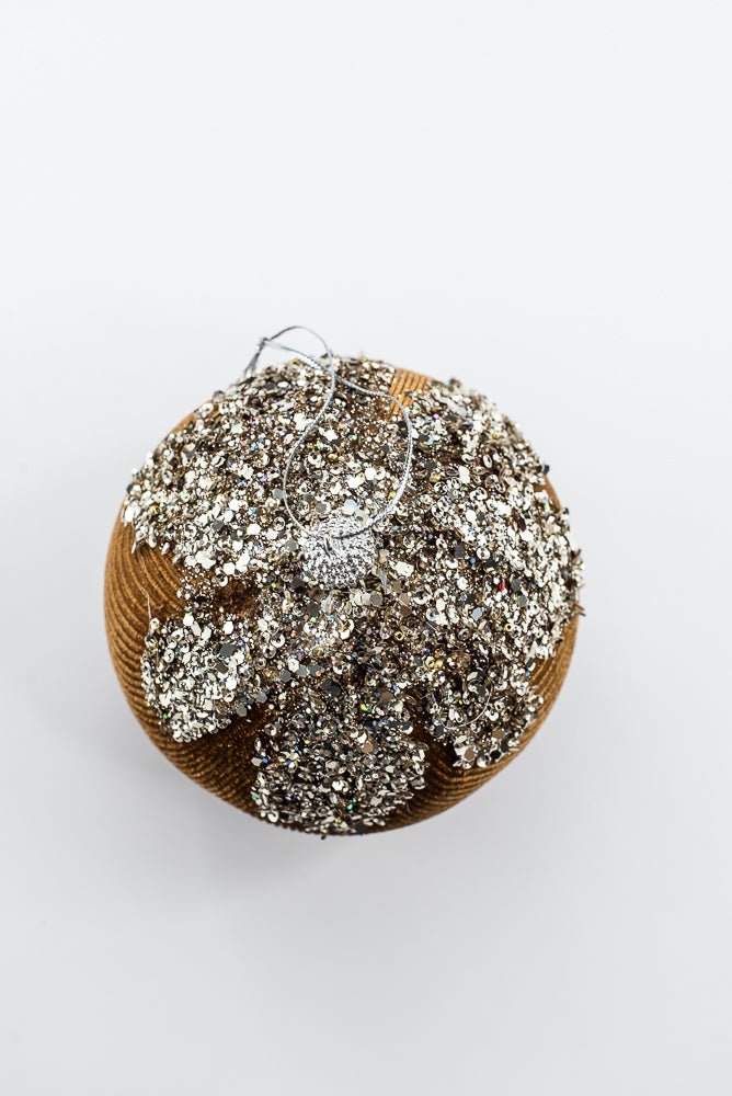 Brown Ornament Sequin Velvet Ball - 5" - Greenery MarketHoliday Ornaments86665BN
