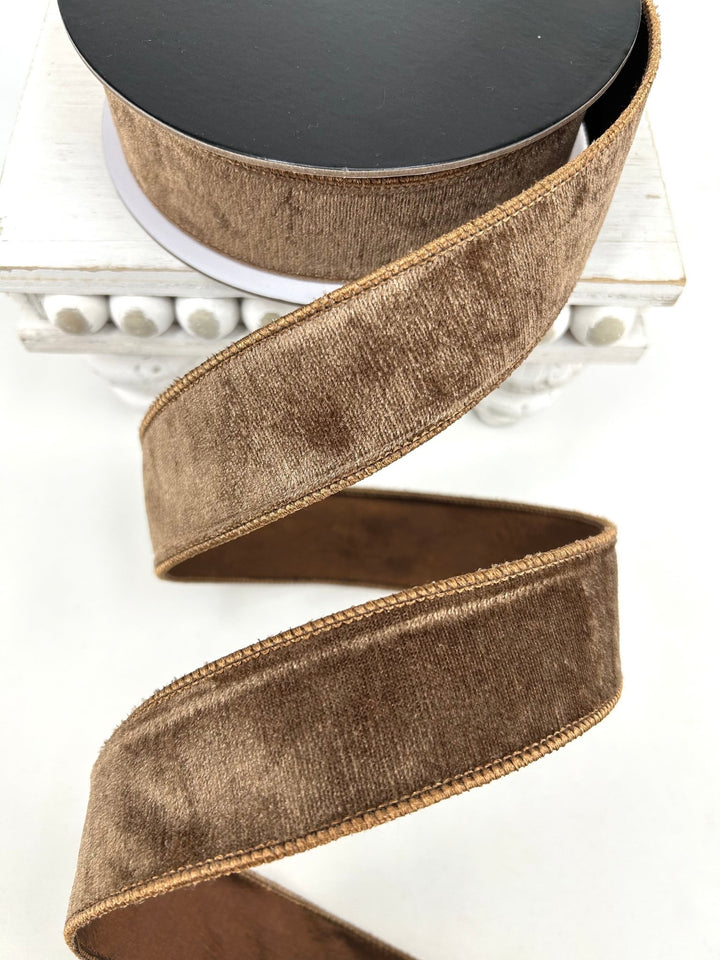 Brown Premier Wired Velvet Ribbon - 1.5" - Greenery MarketRibbon259963