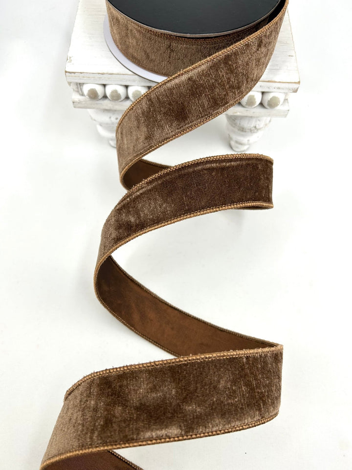 Brown Premier Wired Velvet Ribbon - 1.5" - Greenery MarketRibbon259963