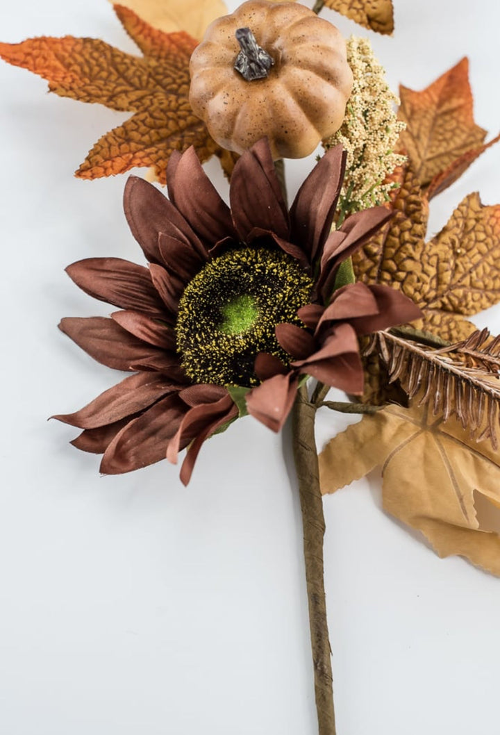 Brown sunflower and greenery spray - Greenery MarketArtificial Flora64606