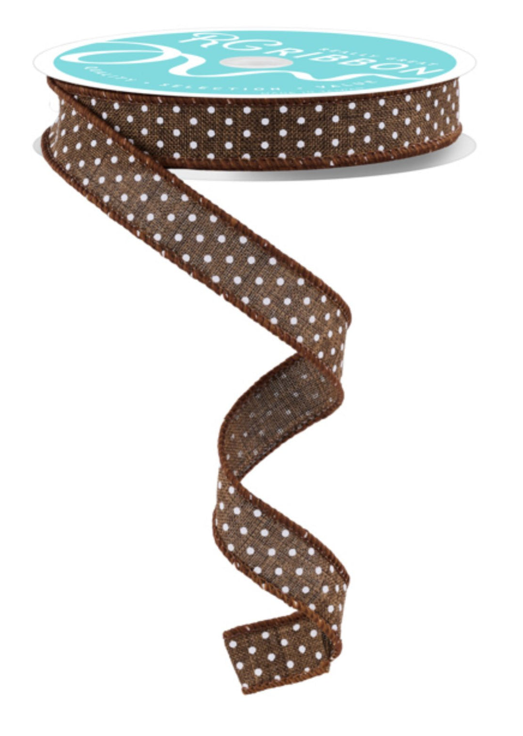 Brown swiss dot, wired, skinny ribbon, 5/8" - Greenery MarketWired ribbonRGE177604