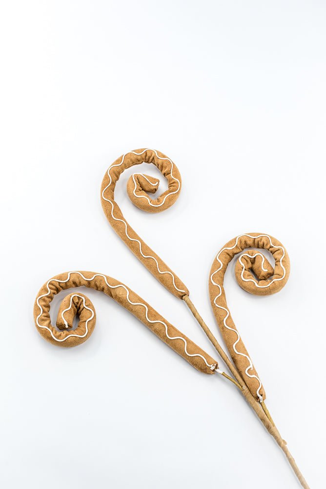 Brown & White Icing Gingerbread Spiral Curly Spray - 28" - Greenery MarketSeasonal & Holiday Decorations86754BNWT