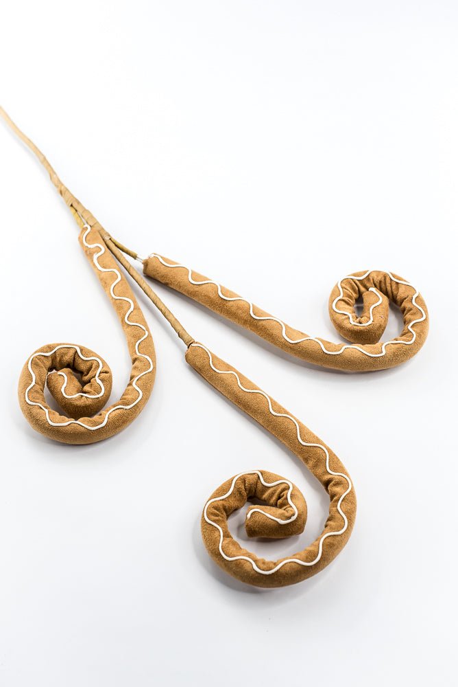 Brown & White Icing Gingerbread Spiral Curly Spray - 28" - Greenery MarketSeasonal & Holiday Decorations86754BNWT