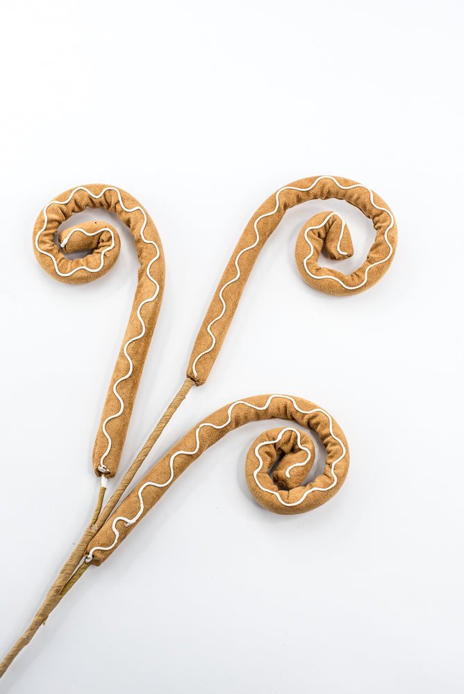 Brown & White Icing Gingerbread Spiral Curly Spray - 28" - Greenery MarketSeasonal & Holiday Decorations86754BNWT