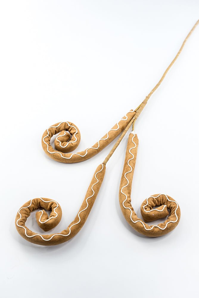 Brown & White Icing Gingerbread Spiral Curly Spray - 28" - Greenery MarketSeasonal & Holiday Decorations86754BNWT
