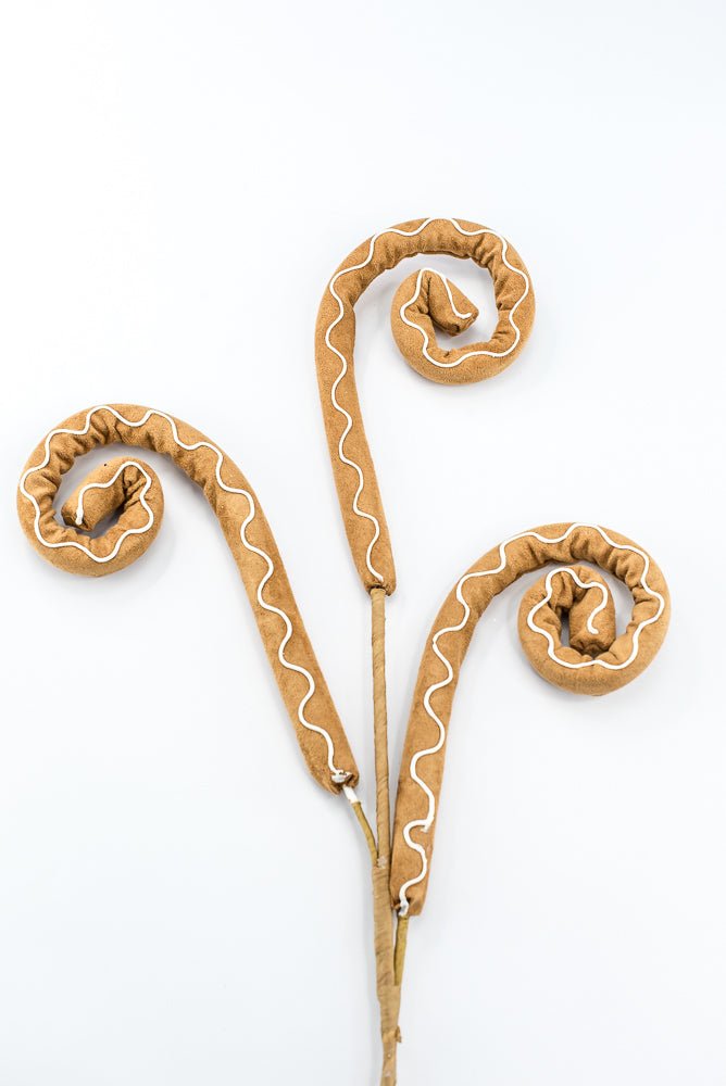 Brown & White Icing Gingerbread Spiral Curly Spray - 28" - Greenery MarketSeasonal & Holiday Decorations86754BNWT