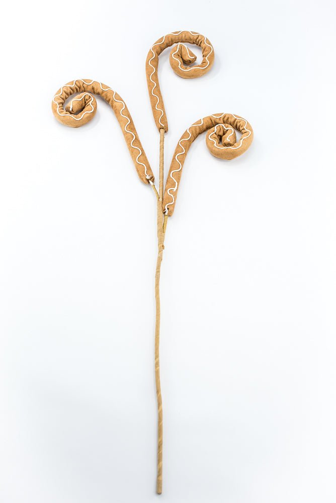 Brown & White Icing Gingerbread Spiral Curly Spray - 28" - Greenery MarketSeasonal & Holiday Decorations86754BNWT