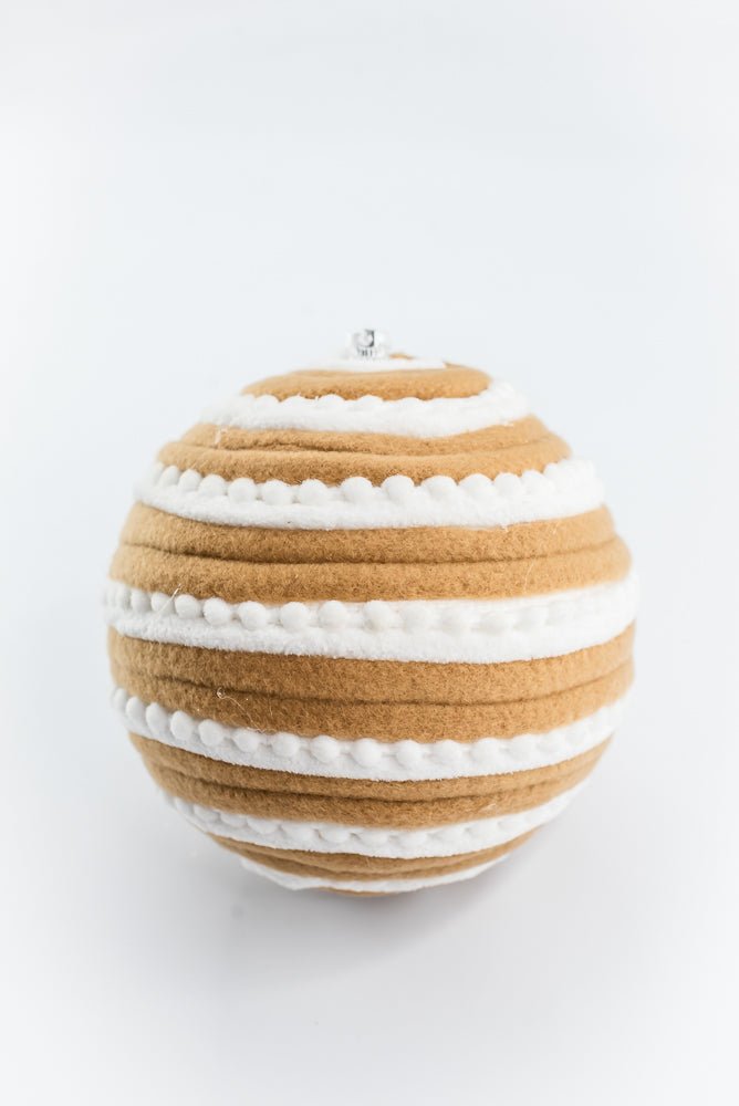 Brown & White Ornament Stripe Ball - 6" - Greenery MarketArtificial Flora86720BNWT