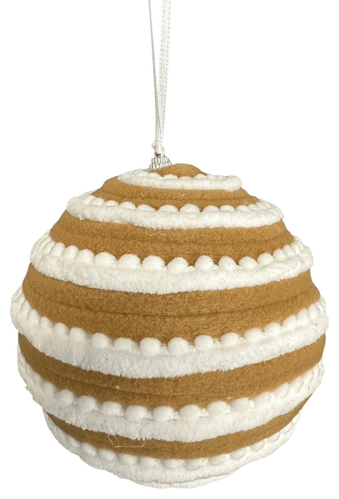 Brown & White Ornament Stripe Ball - 6" - Greenery MarketArtificial Flora86720BNWT