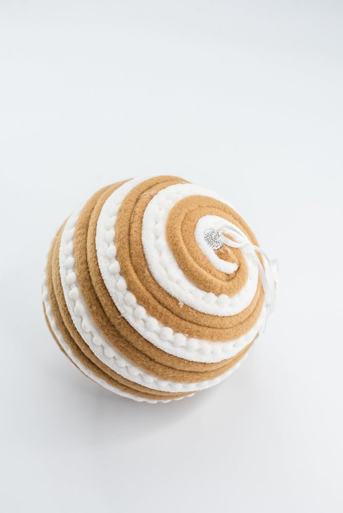 Brown & White Ornament Stripe Ball - 6" - Greenery MarketArtificial Flora86720BNWT