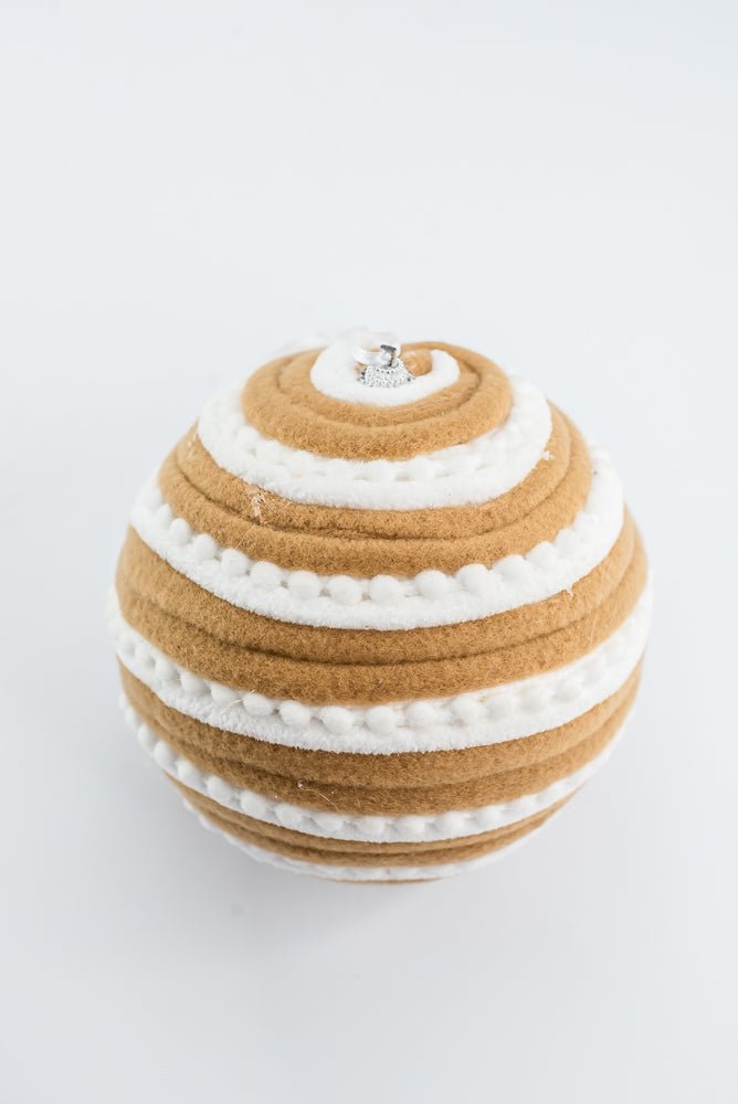 Brown & White Ornament Stripe Ball - 6" - Greenery MarketArtificial Flora86720BNWT