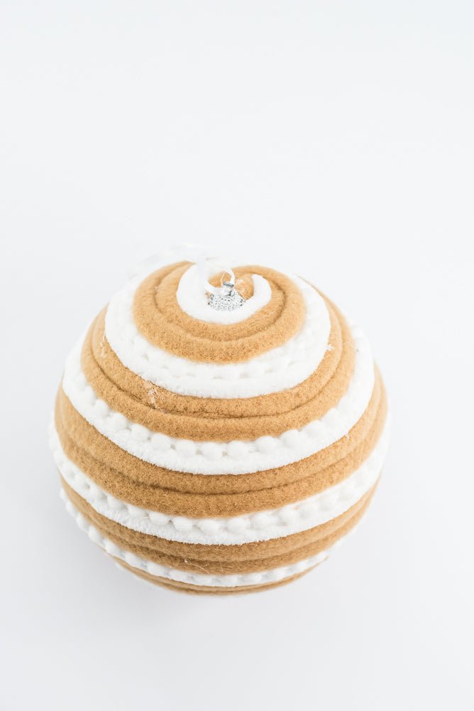 Brown & White Ornament Stripe Ball - 6" - Greenery MarketArtificial Flora86720BNWT