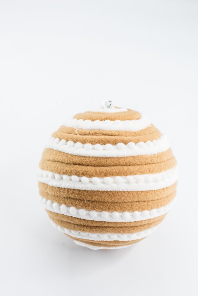 Brown & White Ornament Stripe Ball - 6" - Greenery MarketArtificial Flora86720BNWT
